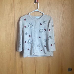 Ladybug and flower cardigan sweater